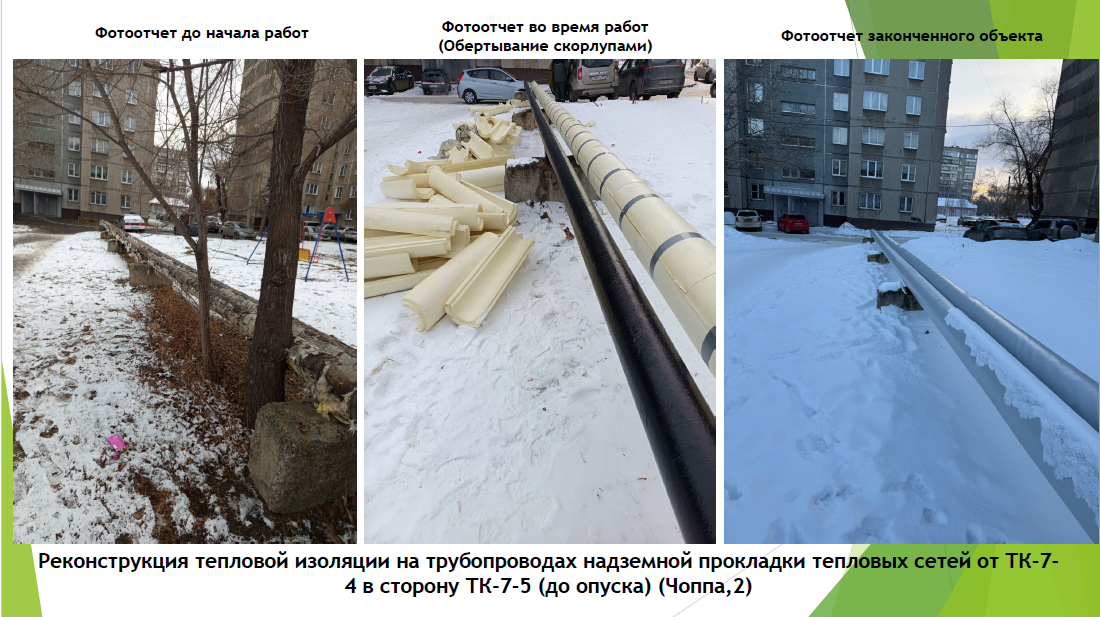 Реконструкция тепловой изоляции на трубопроводах надземной прокладки по ул. Чоппа