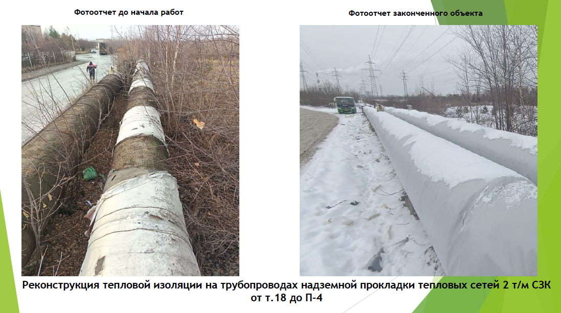Реконструкция тепловой изоляции на трубопроводах надземной прокладки 2-ой тепломагистрали СЗК