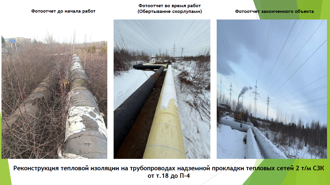 Реконструкция тепловой изоляции на трубопроводах надземной прокладки 2-ой тепломагистрали СЗК